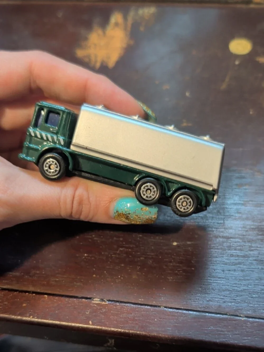 Green and Silver Mini Tanker Truck Toy for Kids